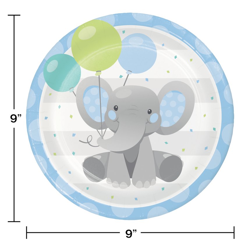 Enchanting Elephants Boy 9" Paper Plates -8ct