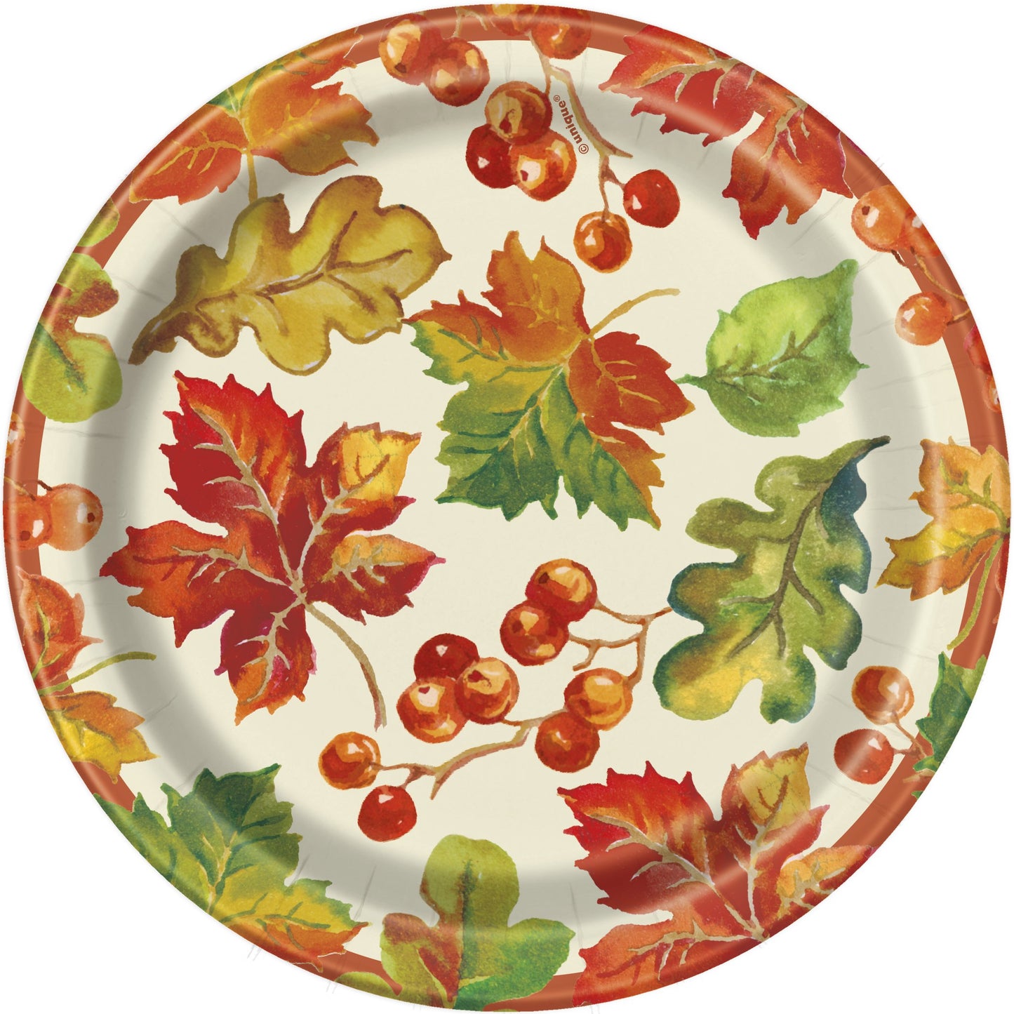 Berries & Leaves Fall 7" Dessert Plates - 8ct