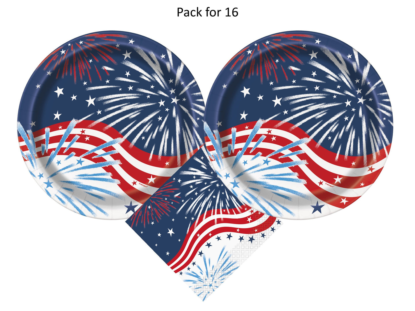 Patriotic Fireworks 4th of July Party Supplies Pack | Patriotic Fireworks Plates | Patriotic Fireworks Napkins | Patriotic Plates | Patriotic Napkins