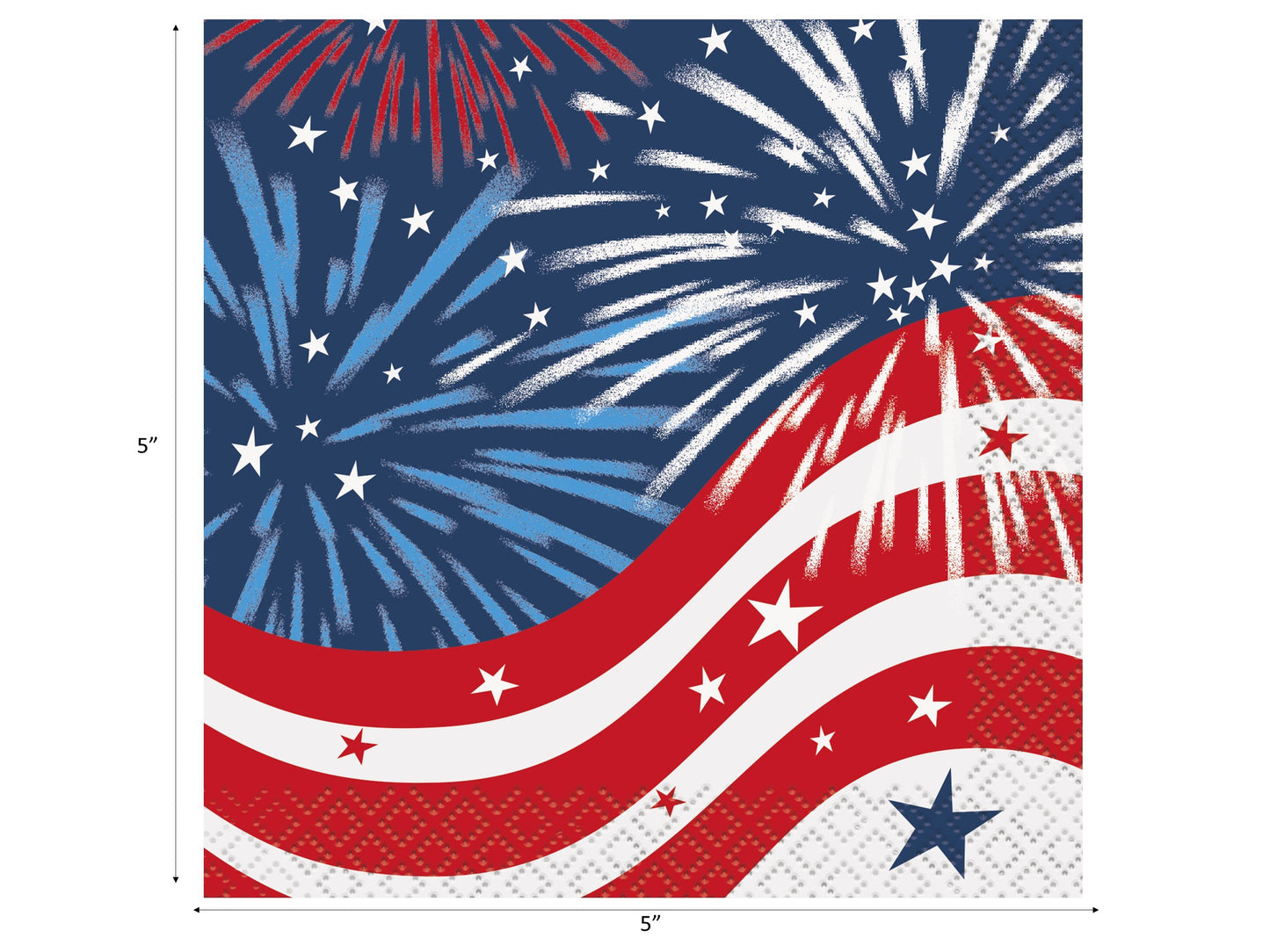 Patriotic Fireworks 4th of July Beverage Napkins - 16ct