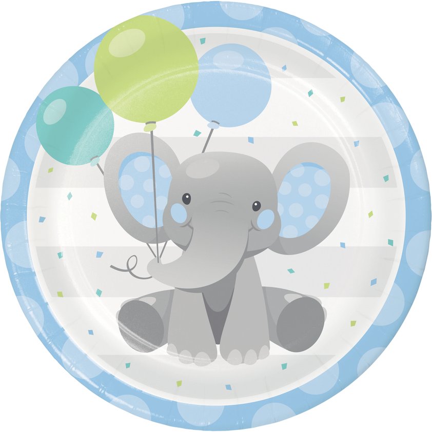 Enchanting Elephants Boy 9" Paper Plates -8ct