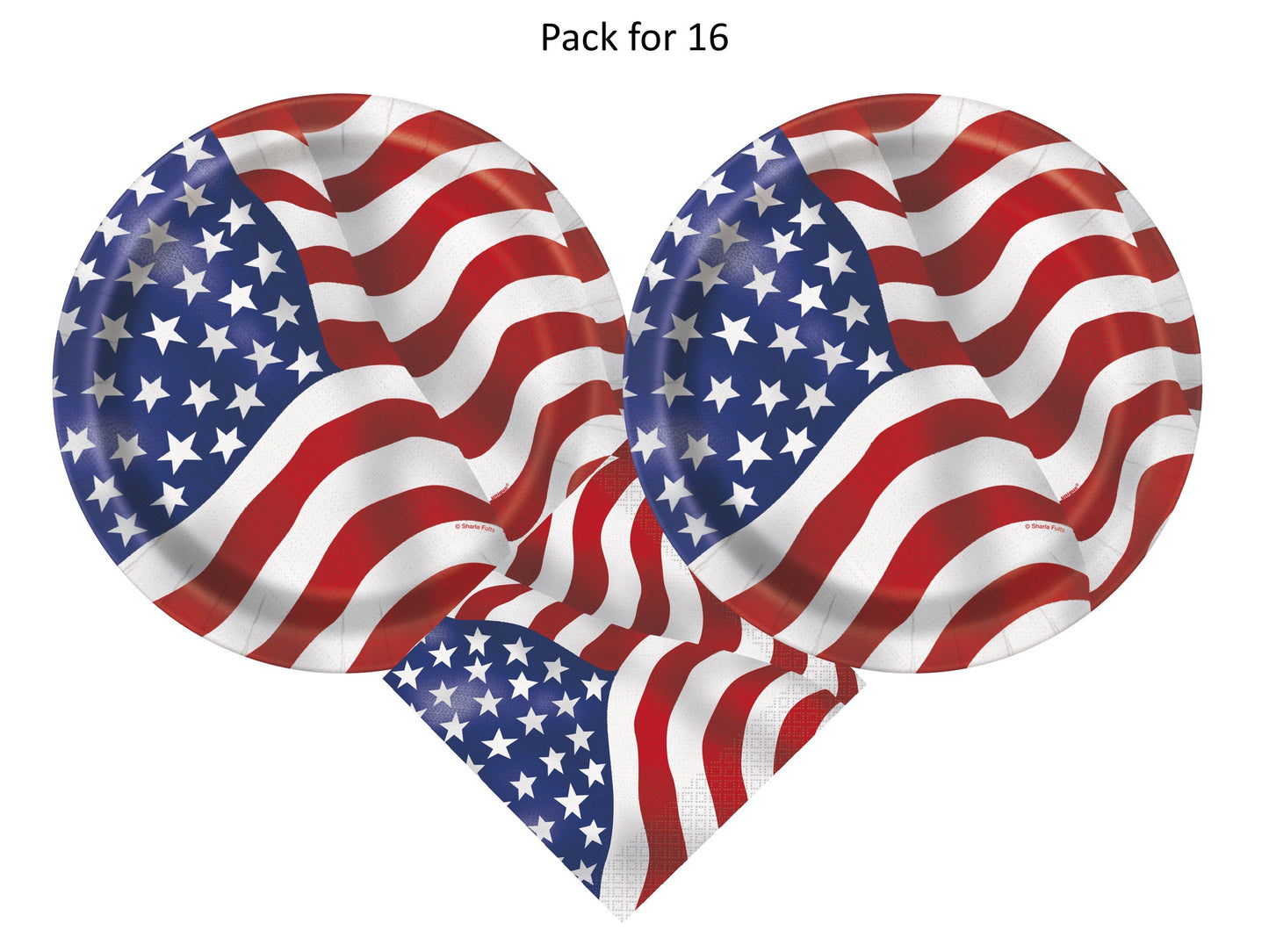 USA Flag Patriotic 4th of July Party Supplies Pack | USA Flag Plates | USA Flag Napkins | Patriotic Plates | Patriotic Napkins