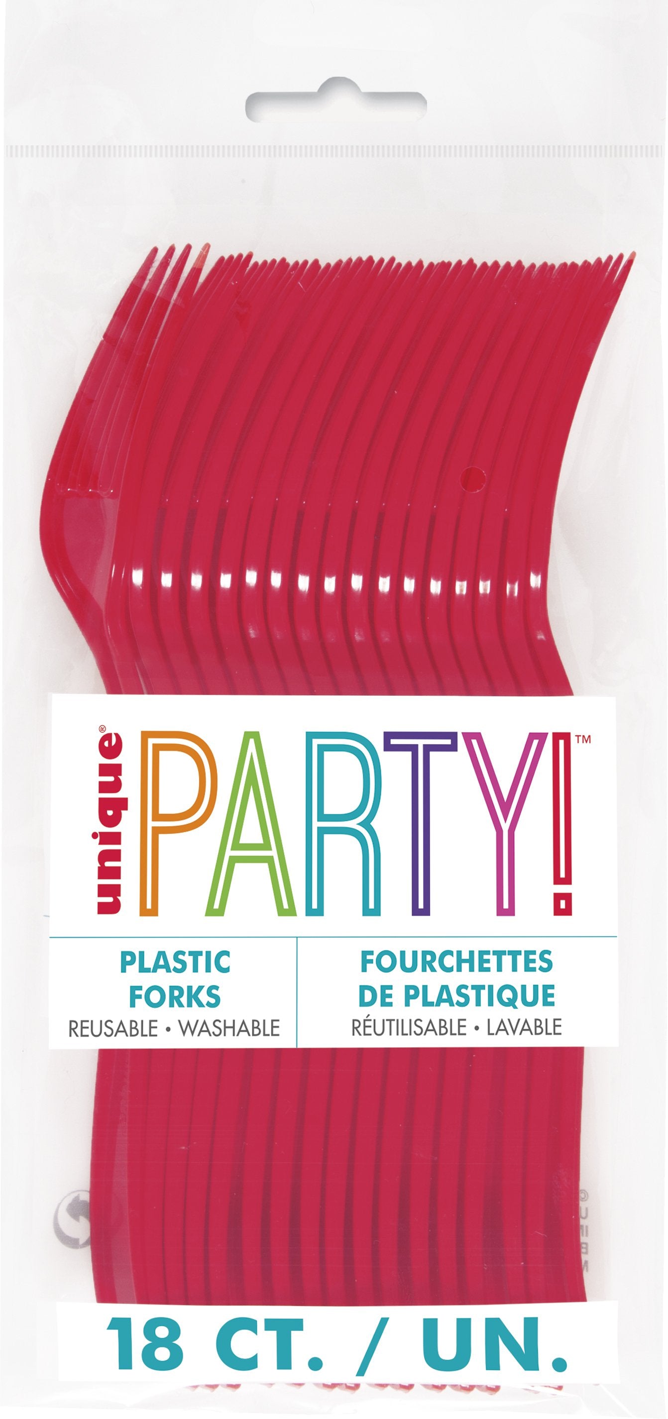 Ruby Red Solid Plastic Forks -18ct