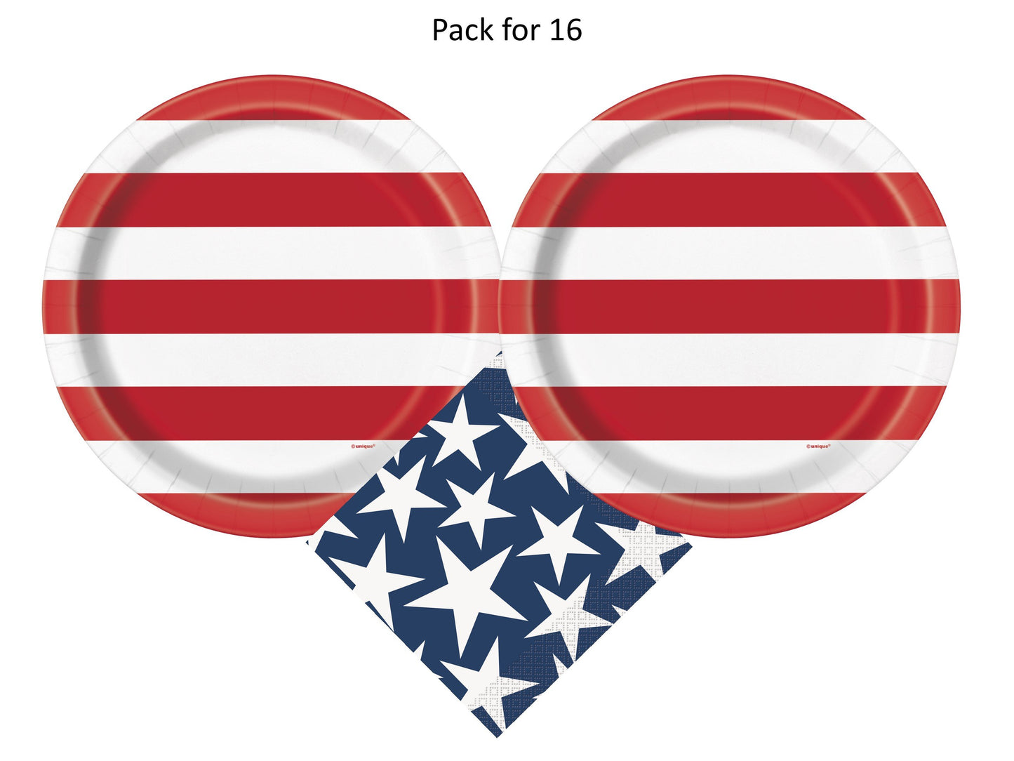 Stars and Stripes Patriotic 4th of July Party Supplies Pack | Stars and Stripes Plates | Stars and Stripes Napkins | Patriotic Plates | Patriotic Napkins