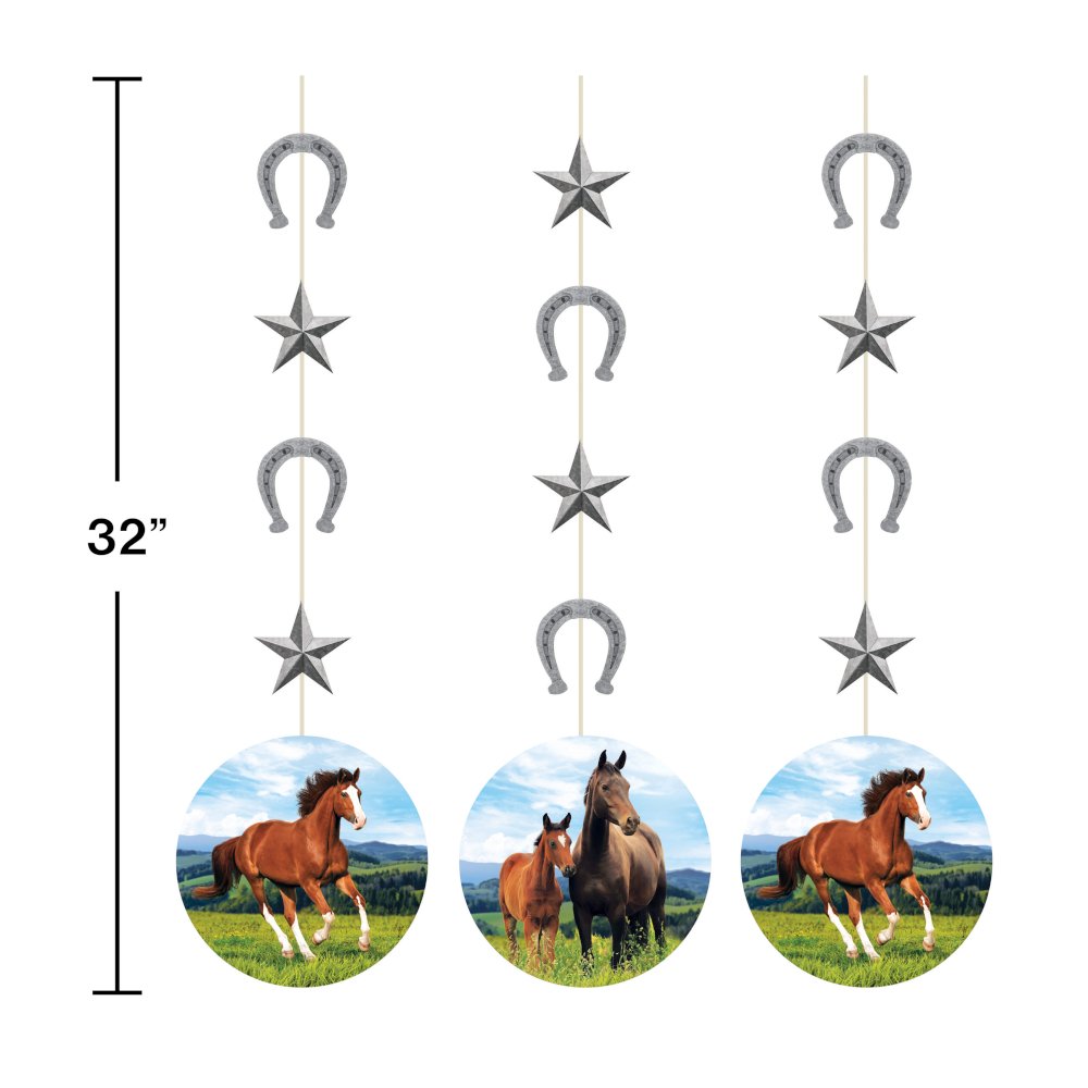 Horse and Pony Wild Horse Hanging Decorations - 3ct