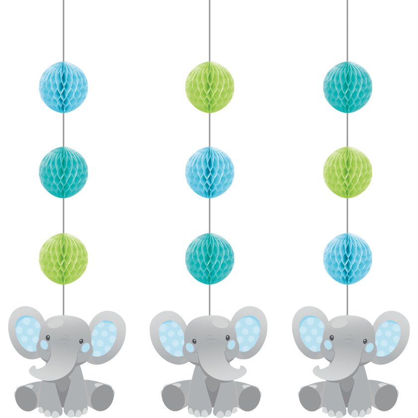 Enchanting Elephants Boy Hanging Cutouts - 3ct