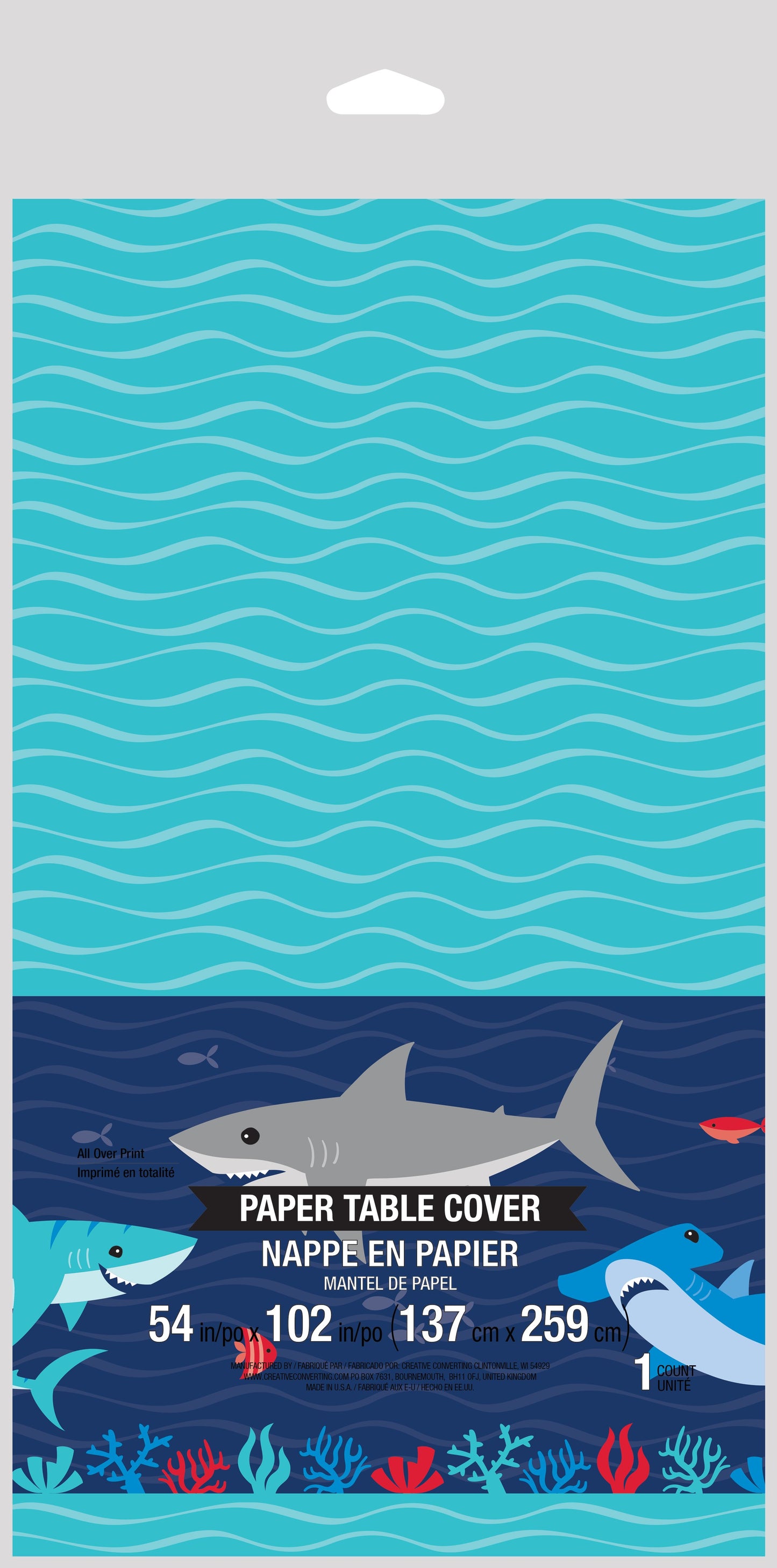 Shark Party Paper Tablecloth - 1ct