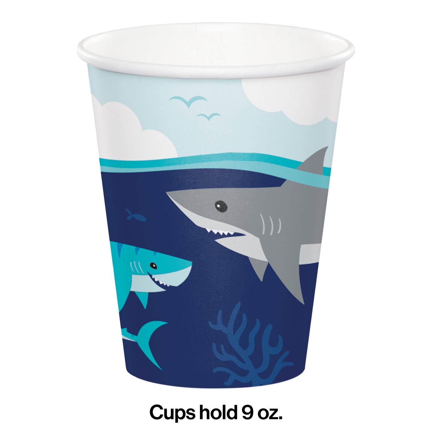 Shark Party Paper Cups - 8ct