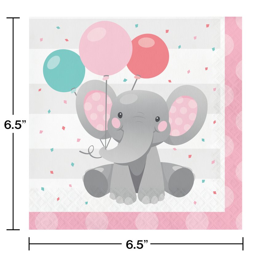 Enchanting Elephants Girl Luncheon Napkins - 16ct