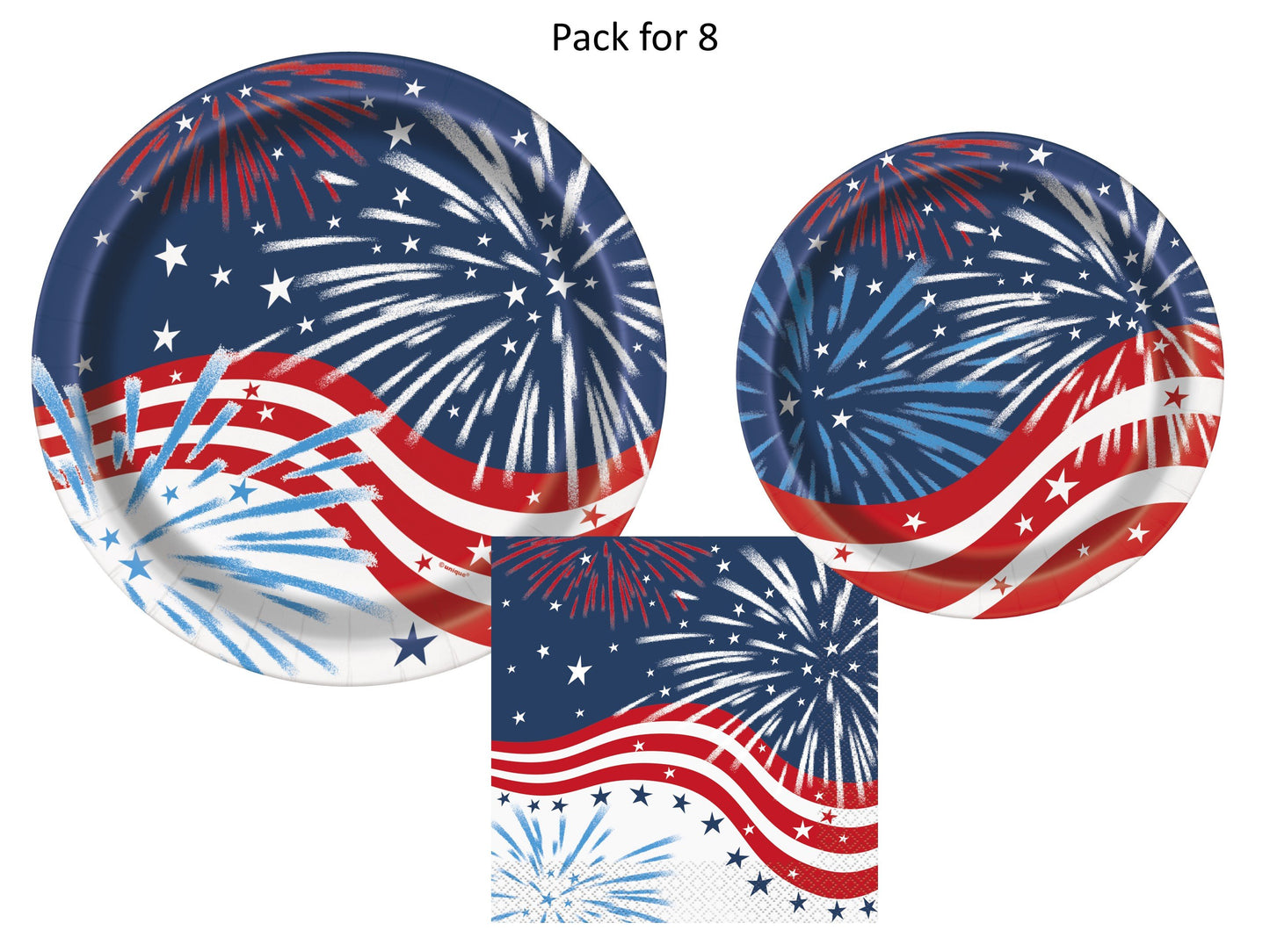 Patriotic Fireworks 4th of July Party Supplies Pack | Patriotic Fireworks Plates | Patriotic Fireworks Napkins | Patriotic Plates | Patriotic Napkins