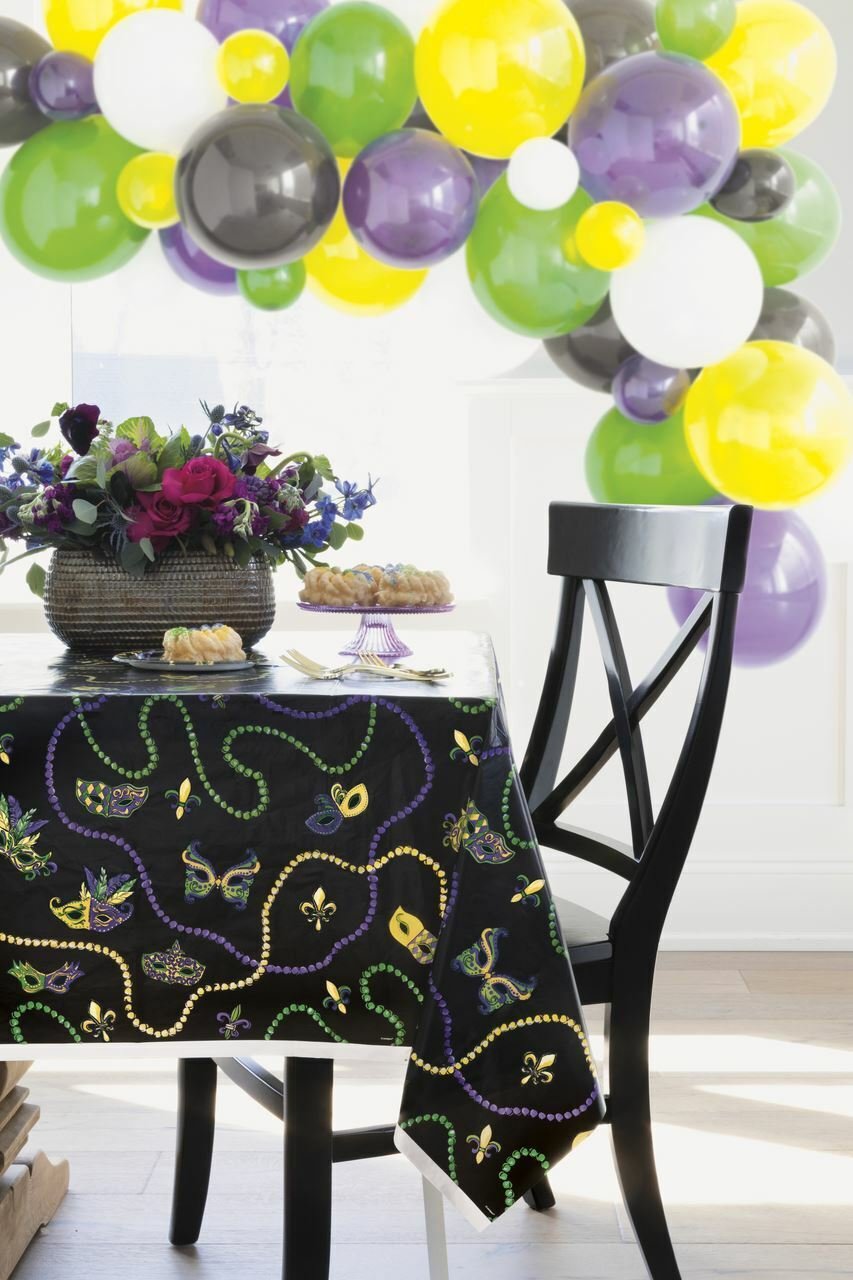 Mardi Gras Rectangular Plastic Table Cover  - 54" x 84"