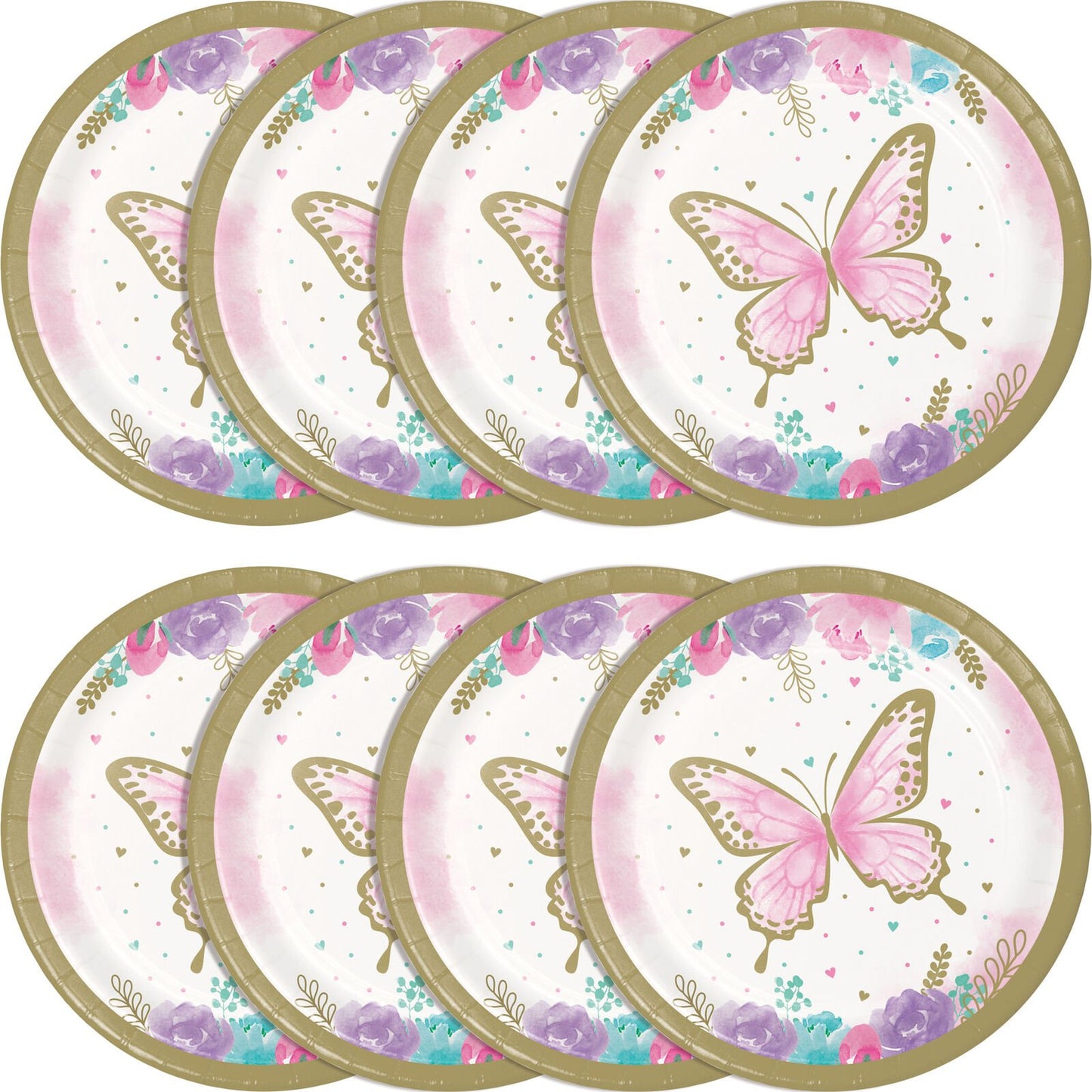 Butterfly Shimmer 7" Cake Plates - 8ct