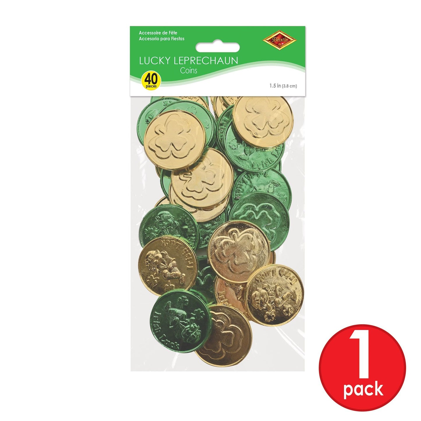 Lucky Leprechaun Plastic Coins - 40ct