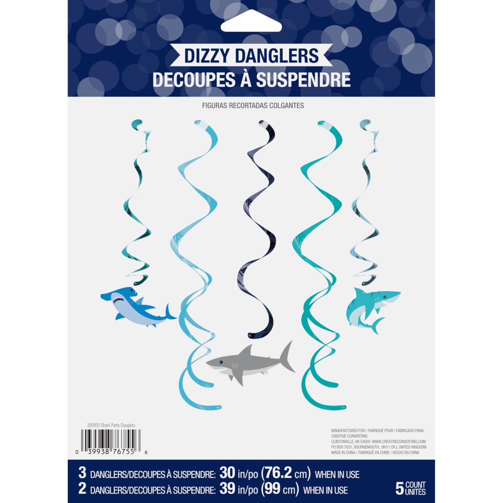 Shark Party Dizzy Danglers - 5ct