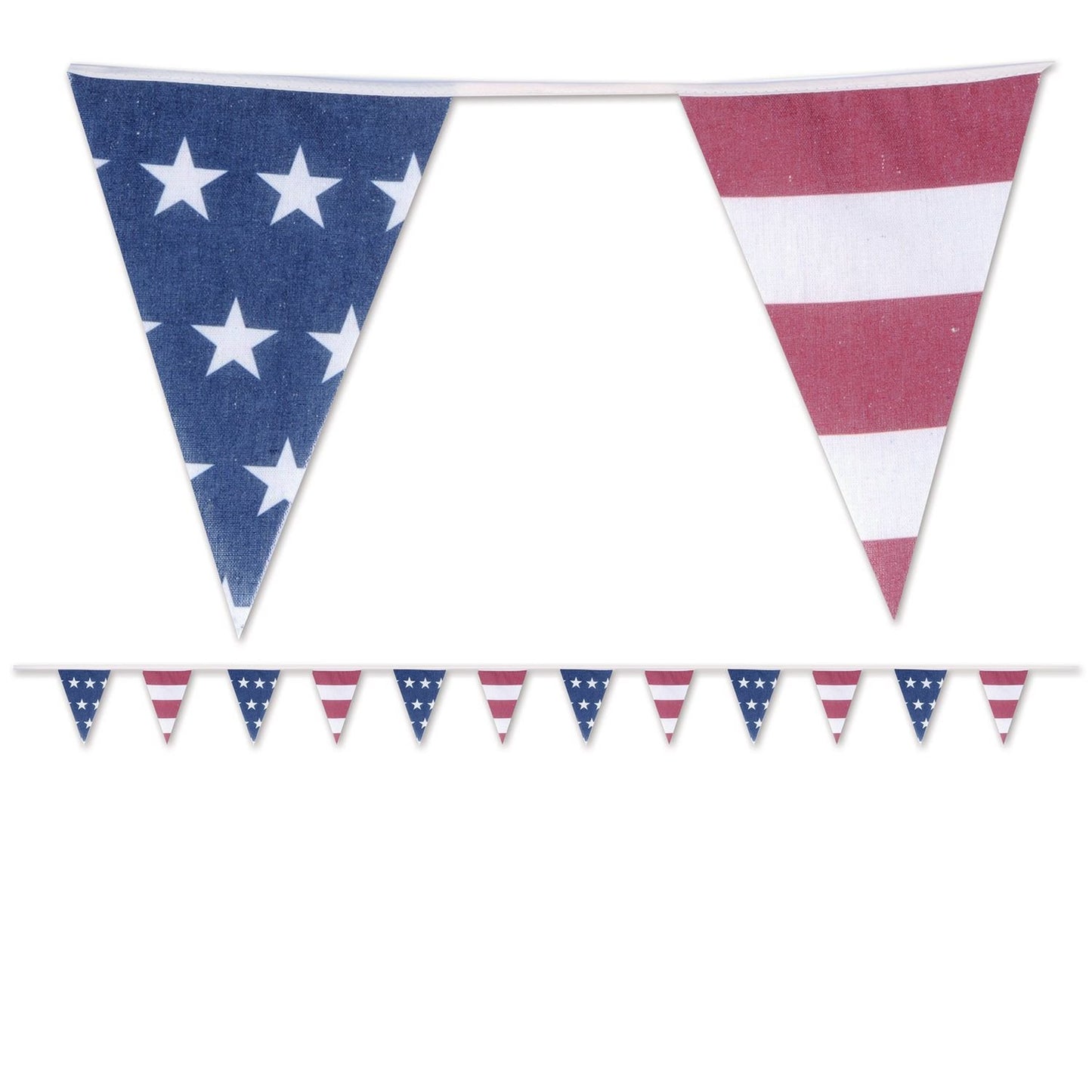 Americana Patriotic Fabric Pennant Banner, 9.5" x 12', Red/White/Blue