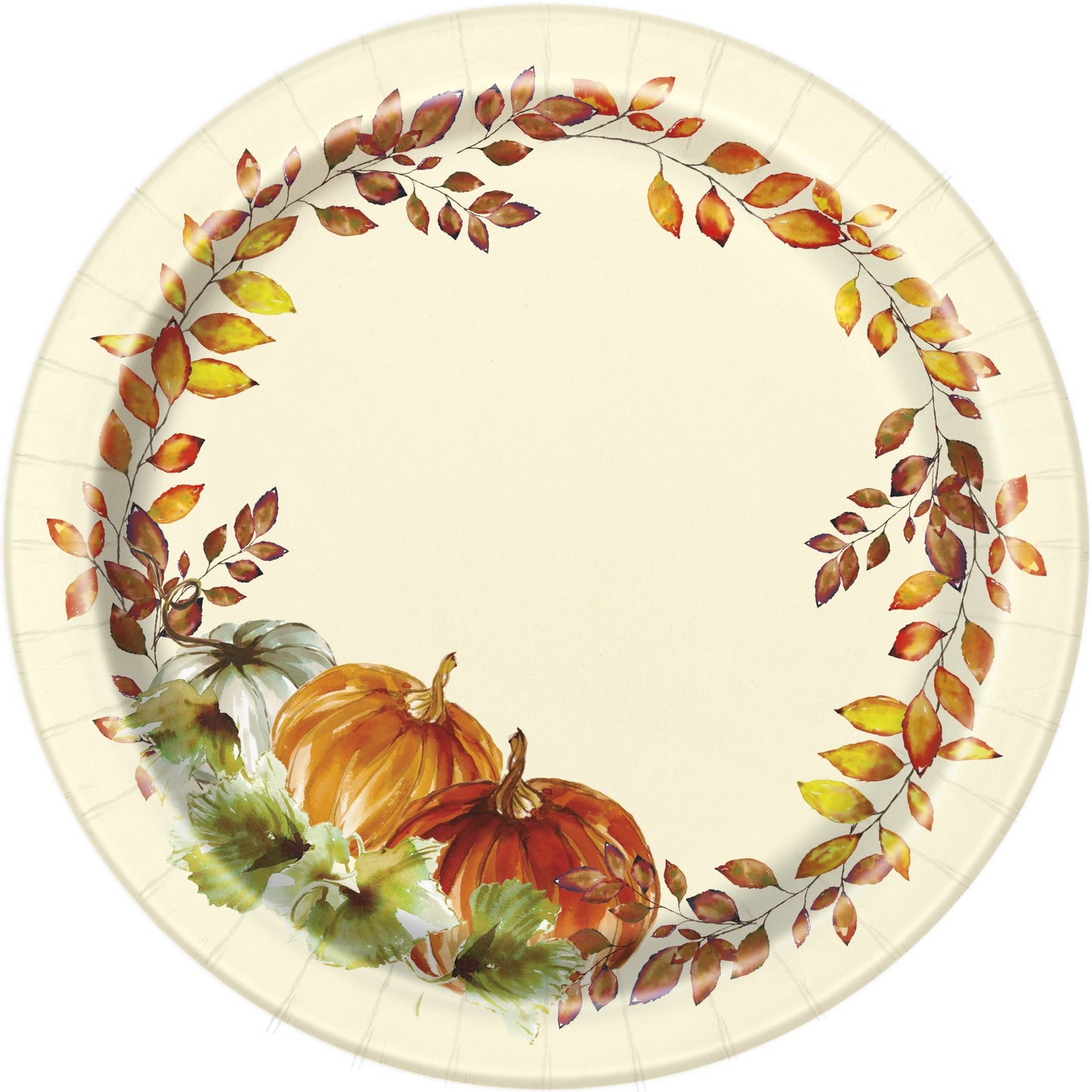 Watercolor Fall Pumpkins 7" Dessert Plates - 8ct