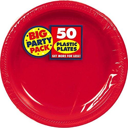 Vibrant Solid Color 7" Round Plastic Plates - 50ct