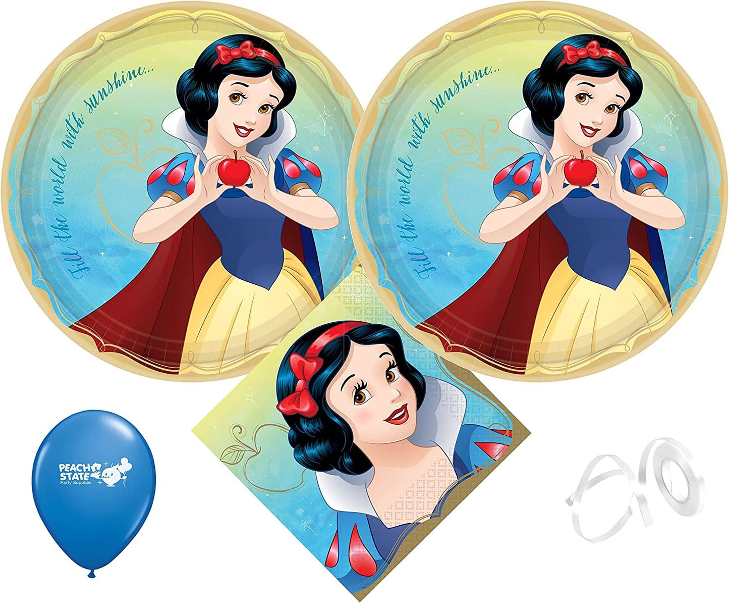 Princess Snow White Birthday Party Supplies Pack with Snow White Plates and Snow White Napkins for 16 Guests