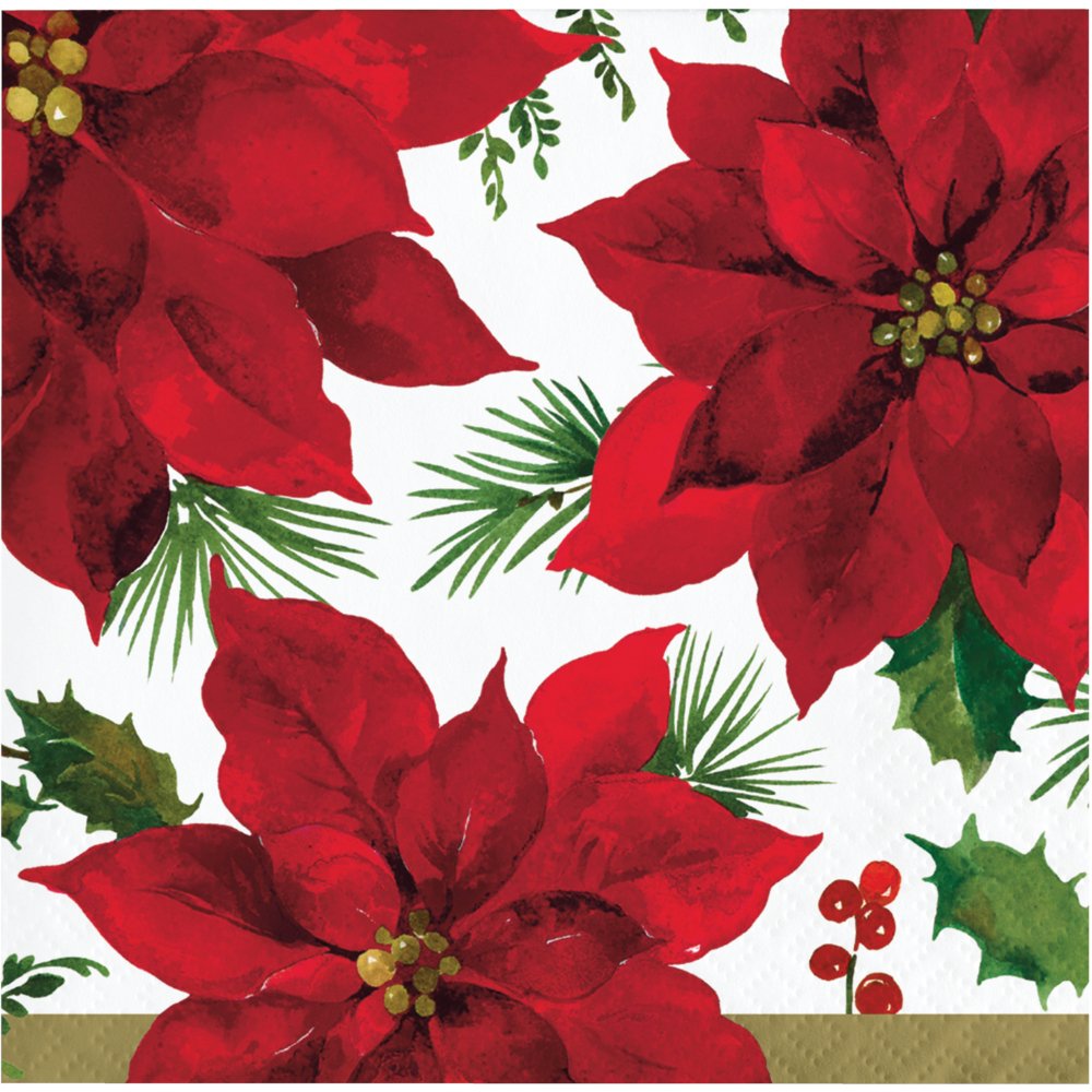 Posh Poinsettia Beverage Napkins - 16ct