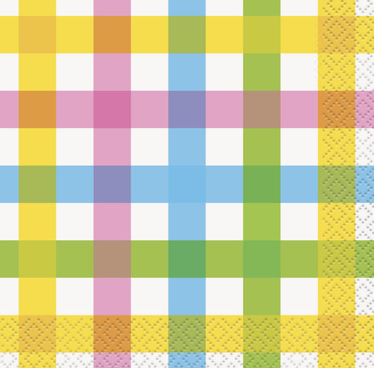 Colorful Plaid Easter Beverage Napkins  - 24ct