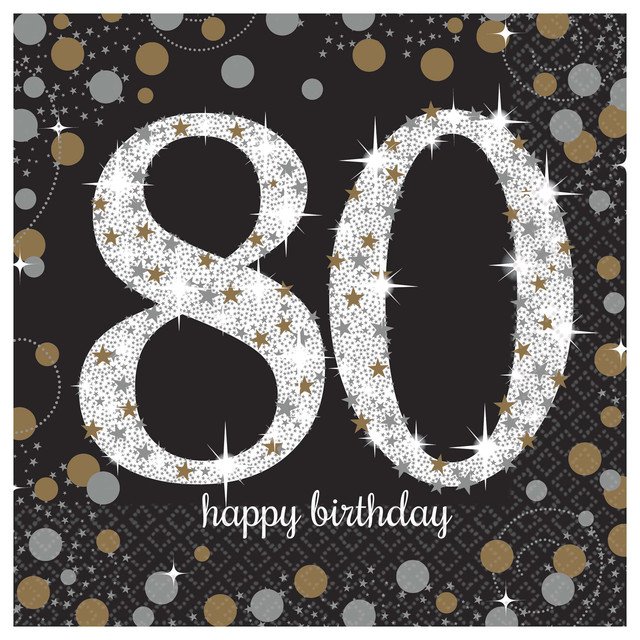 Sparkling Celebration 80th Birthday Luncheon Napkins - 16ct