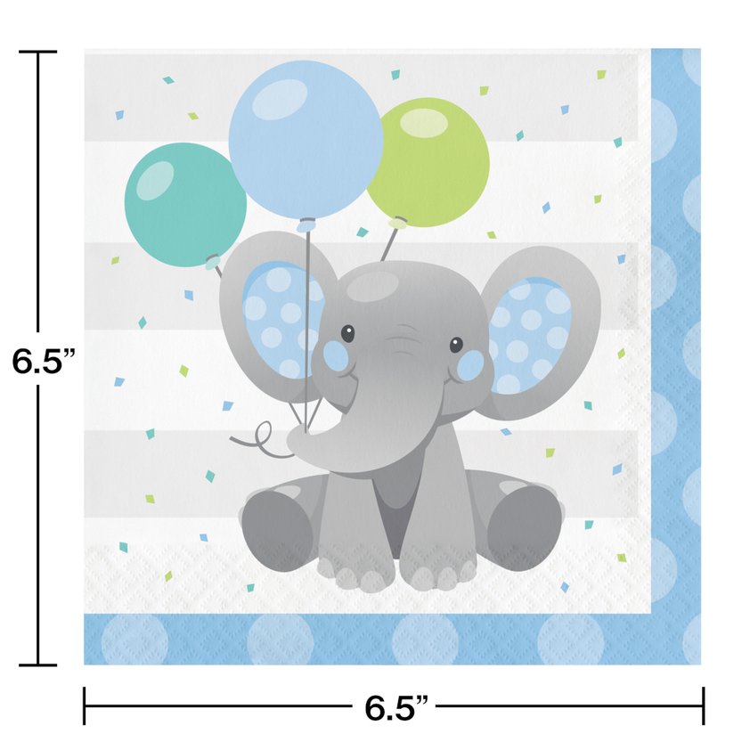 Enchanting Elephants Boy Luncheon Napkins -16ct