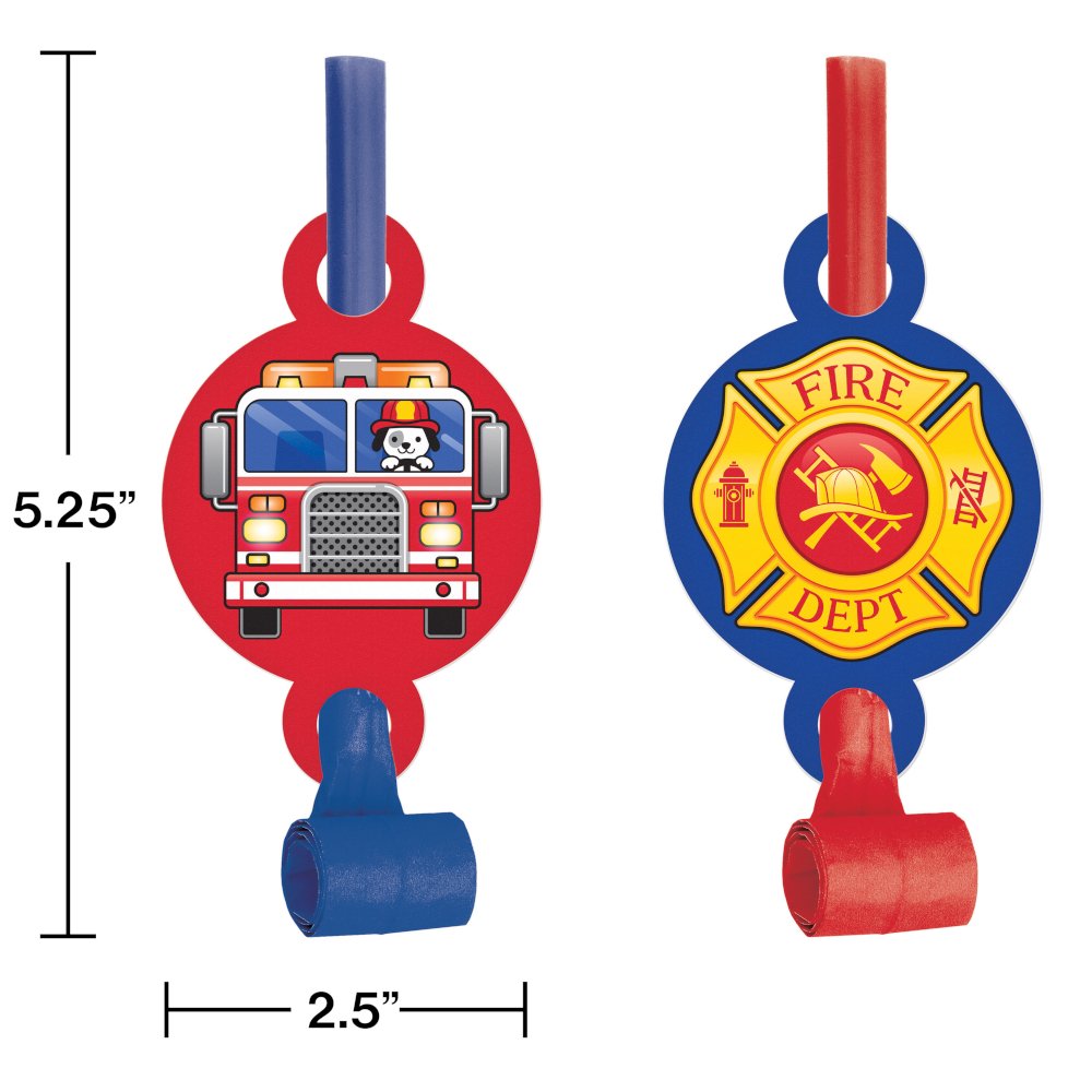 Flaming Fire Truck Fire Truck Party Blowers - 8ct