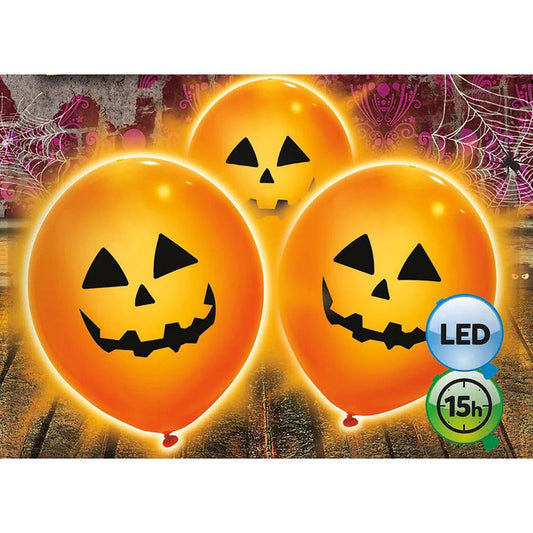 Pumpkin Light Up 9" Balloons - 3ct