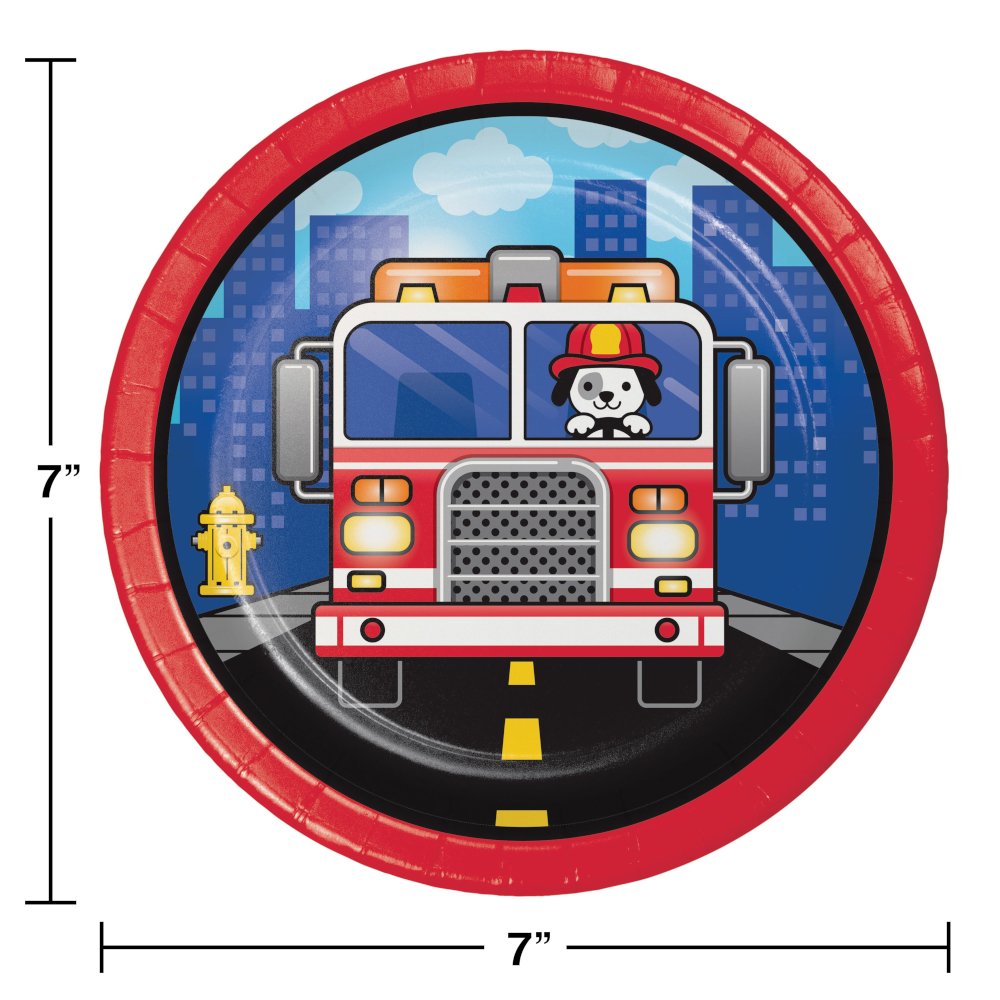 Flaming Fire Truck Fire Truck Dessert Plates - 8ct