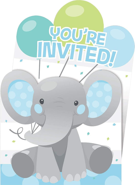 Enchanting Elephants Boy Invitations - 8ct