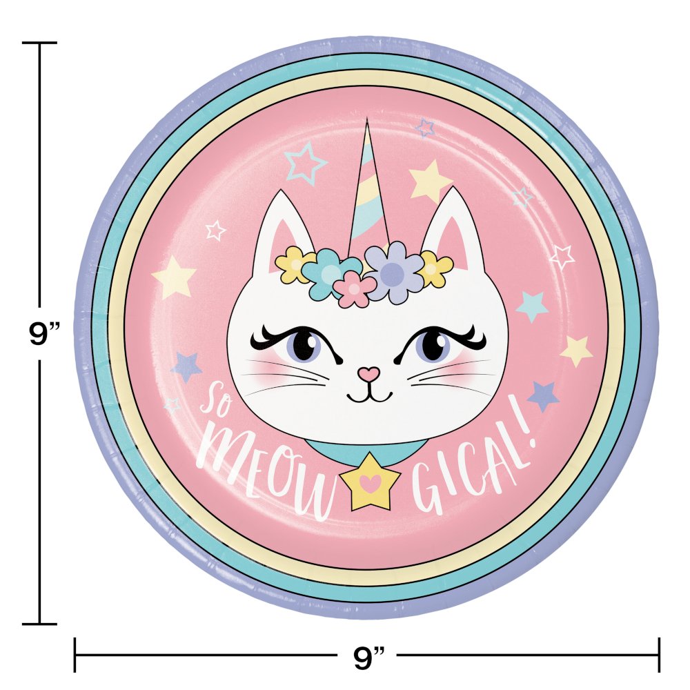 Kitty Cat Sassy Caticorn 9" Plates - 8ct