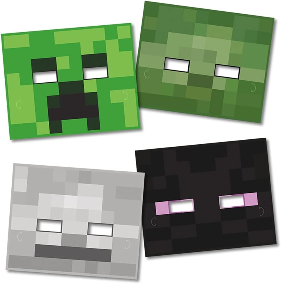 Minecraft Paper Masks - 8ct – Peach State Party Supplies