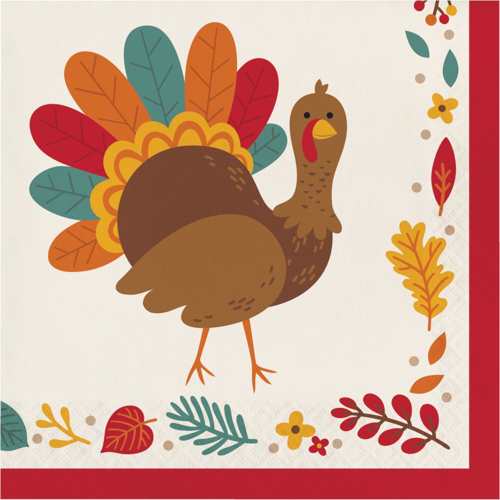 Tom Turkey Thanksgiving Luncheon Napkins - 16ct