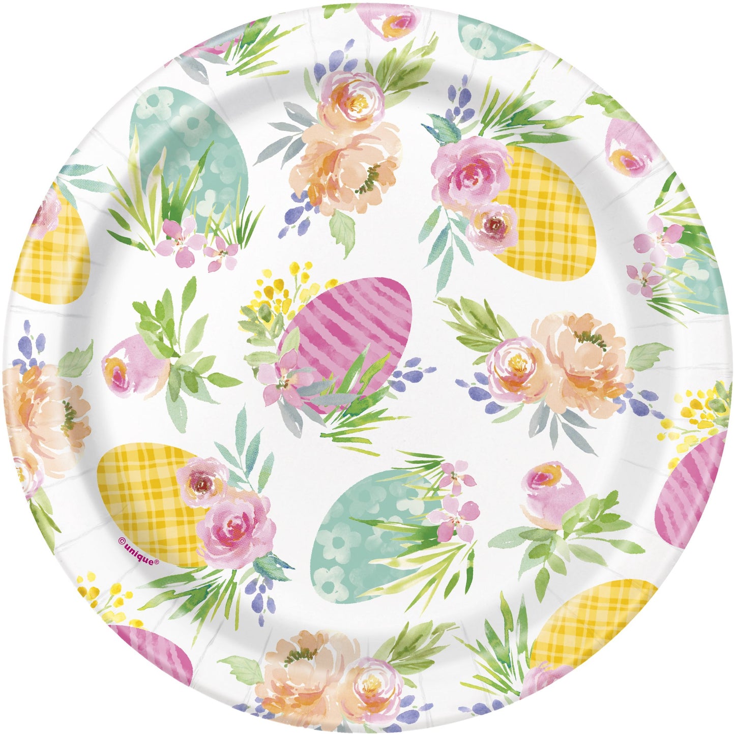 Watercolor Pastel Easter Round 7" Dessert Plates -  8ct