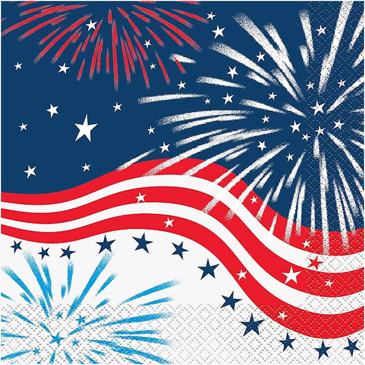 Patriotic Fireworks 4th of July Luncheon Napkins - 16ct