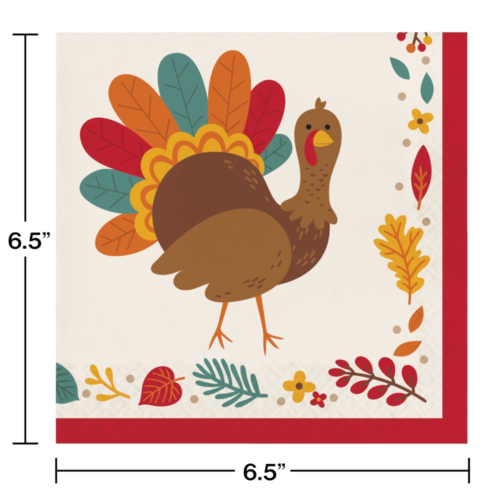 Tom Turkey Thanksgiving Luncheon Napkins - 16ct