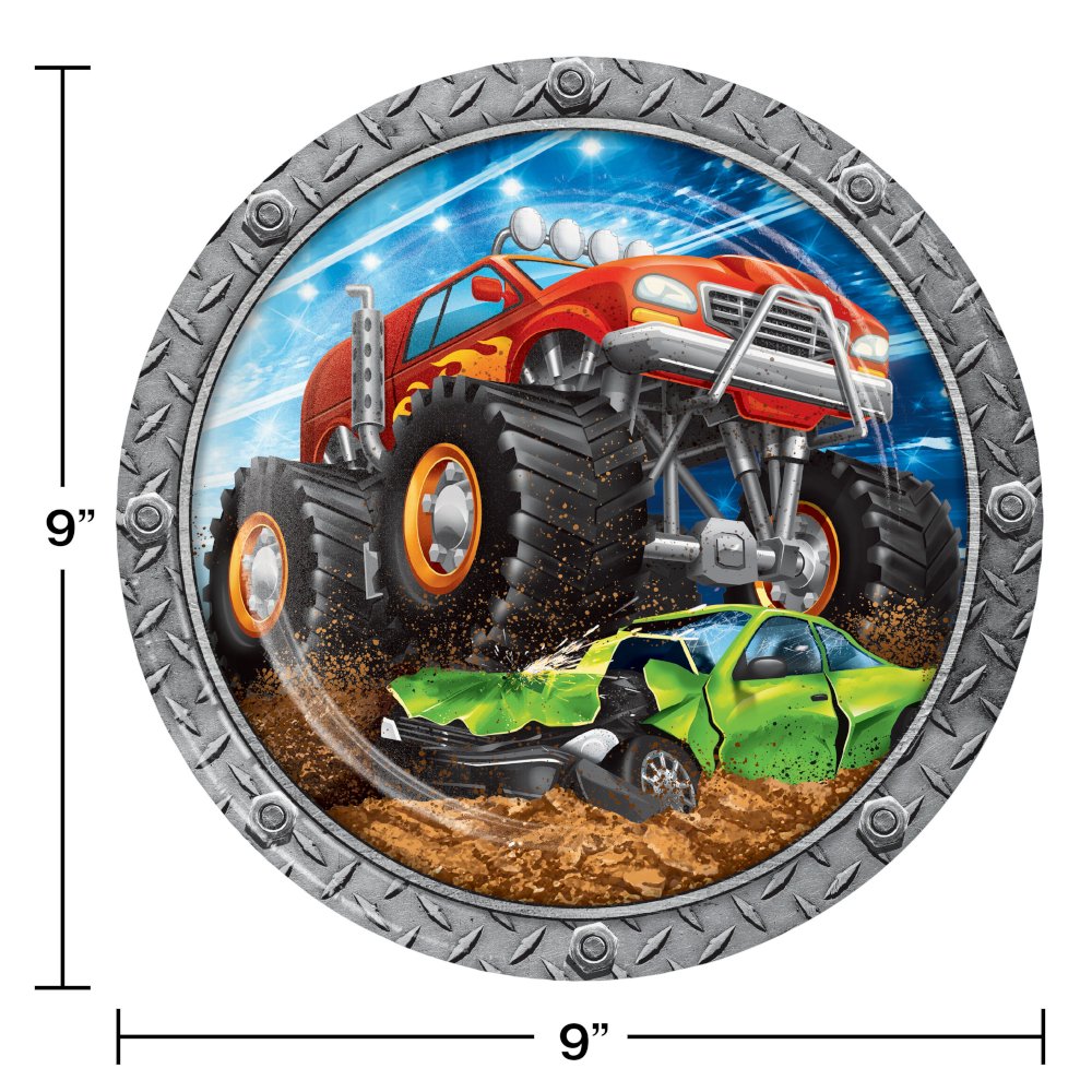 Monster Truck Rally Monster Truck Paper Plates - 8ct