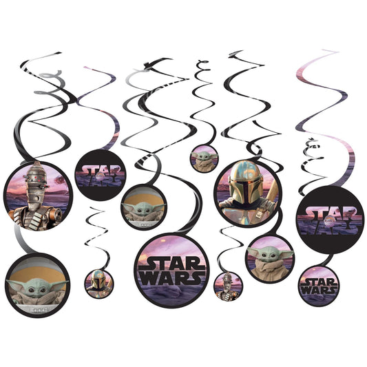 Star Wars The Mandalorian Hanging Spiral Decorations - 12ct