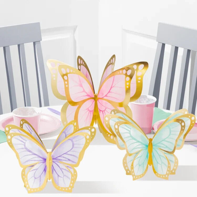 Shimmering Butterfly Table Centerpiece Decoration Kit - 3pcs