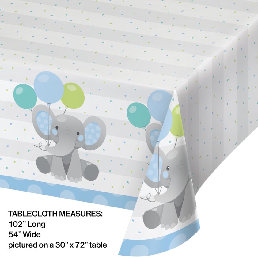 Enchanting Elephants Boy Paper Table Cover - 54" x 102"