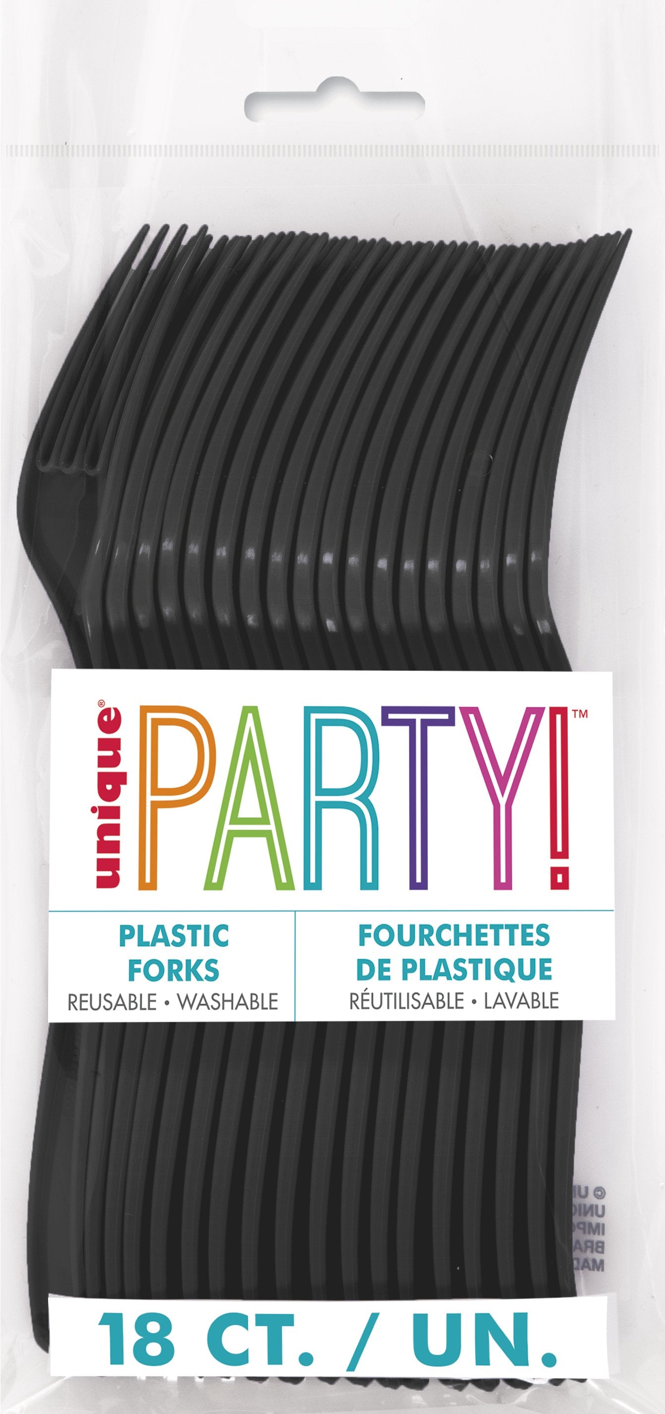 Midnight Black Plastic Forks - 18ct