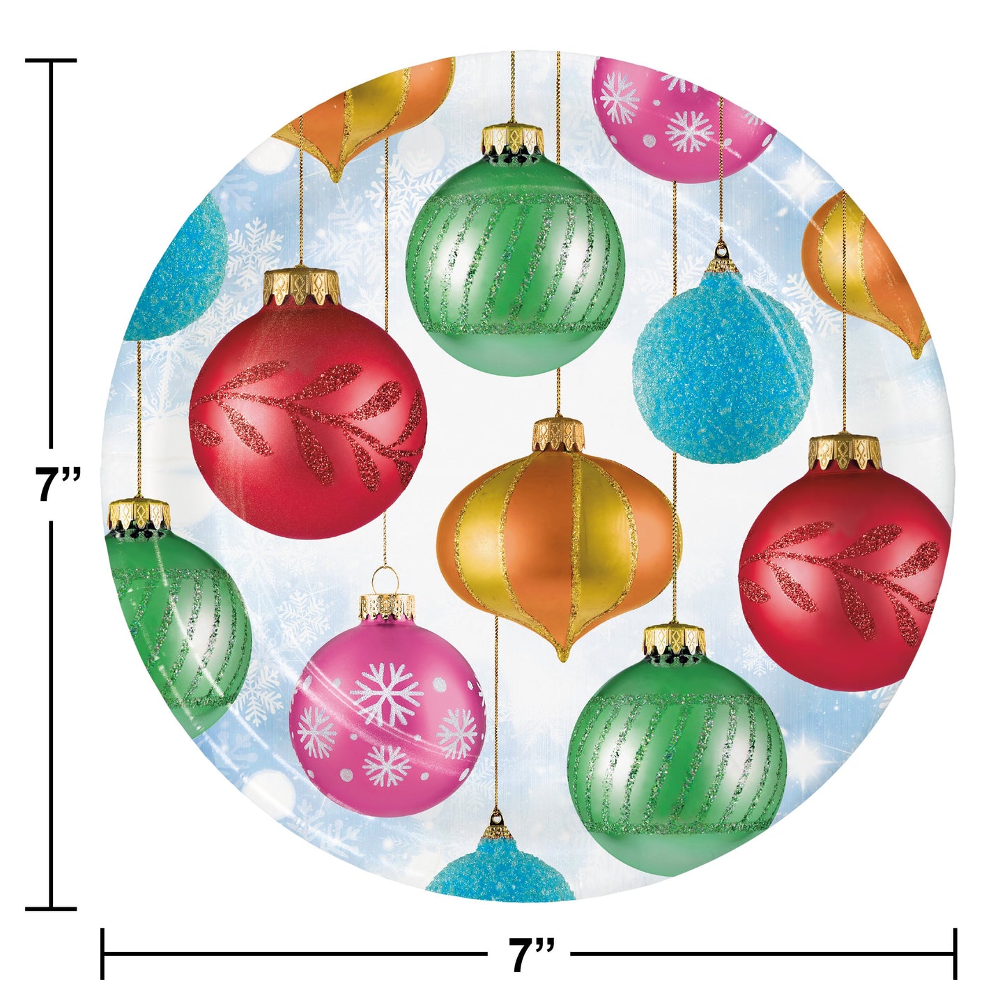 Bright Ornaments Luncheon Plates - 8ct