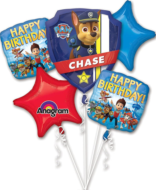 Paw Patrol Balloon Bouquet Featuring Chase 25" x 27" Super Shape Foil Balloon