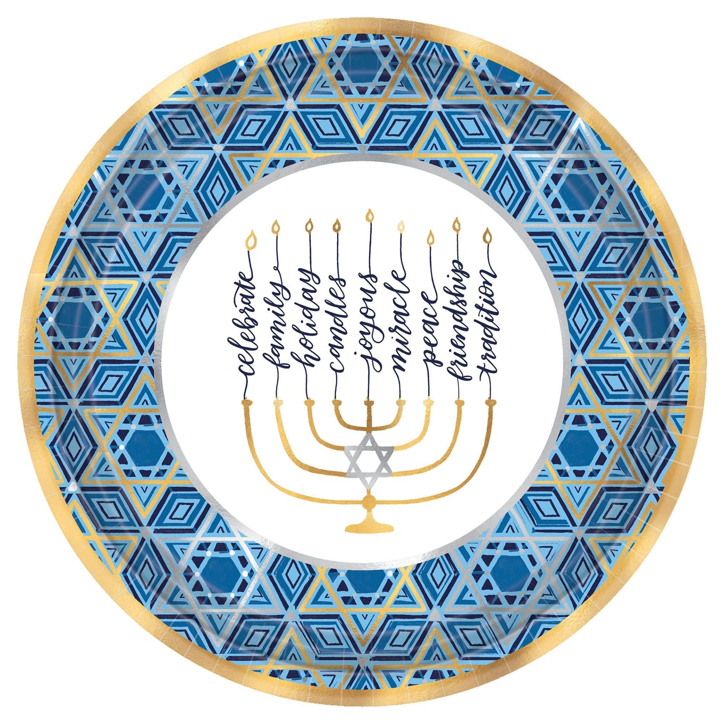 Hanukkah Festival of Lights 12" Plates - 18ct