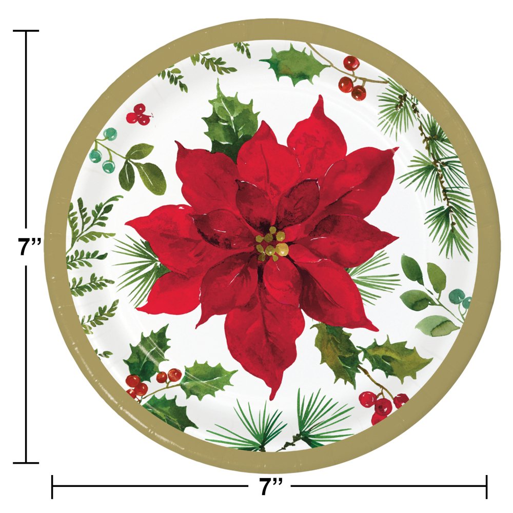 Posh Poinsettia Luncheon Plates - 8ct