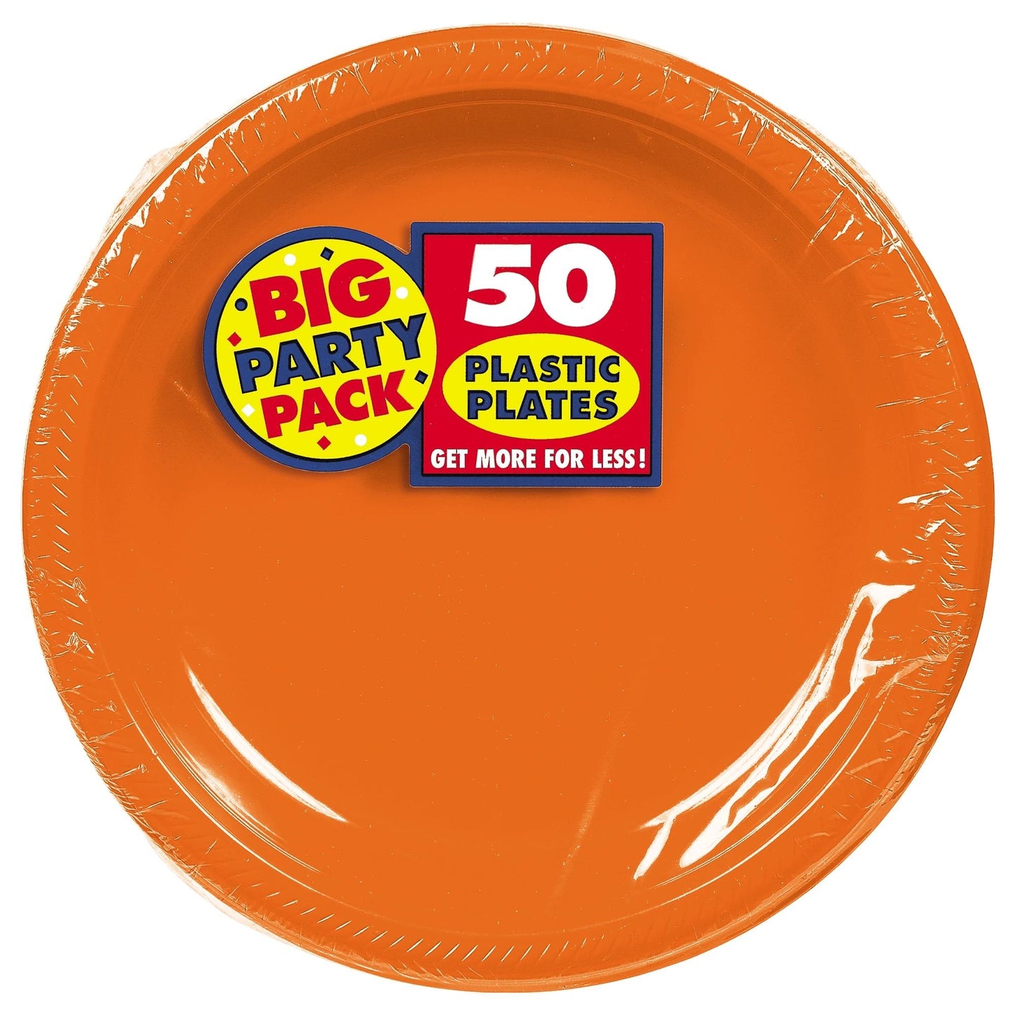 Vibrant Solid Color 7" Round Plastic Plates - 50ct