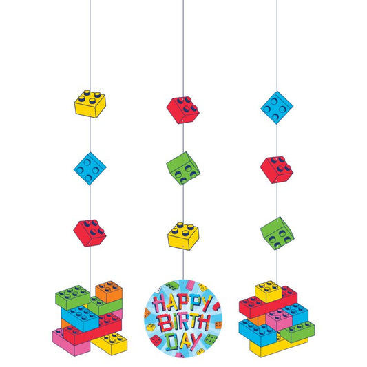 Block Bash Building Block Party Hanging Cutouts - 3ct