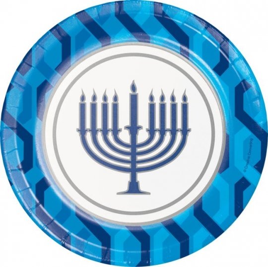 Hanukkah Menorah 7" Paper Plates - 8ct