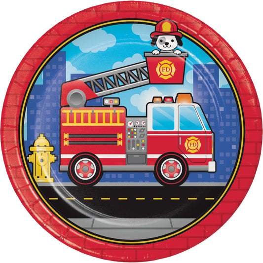 Flaming Fire Truck Fire Truck Paper Plates - 8ct