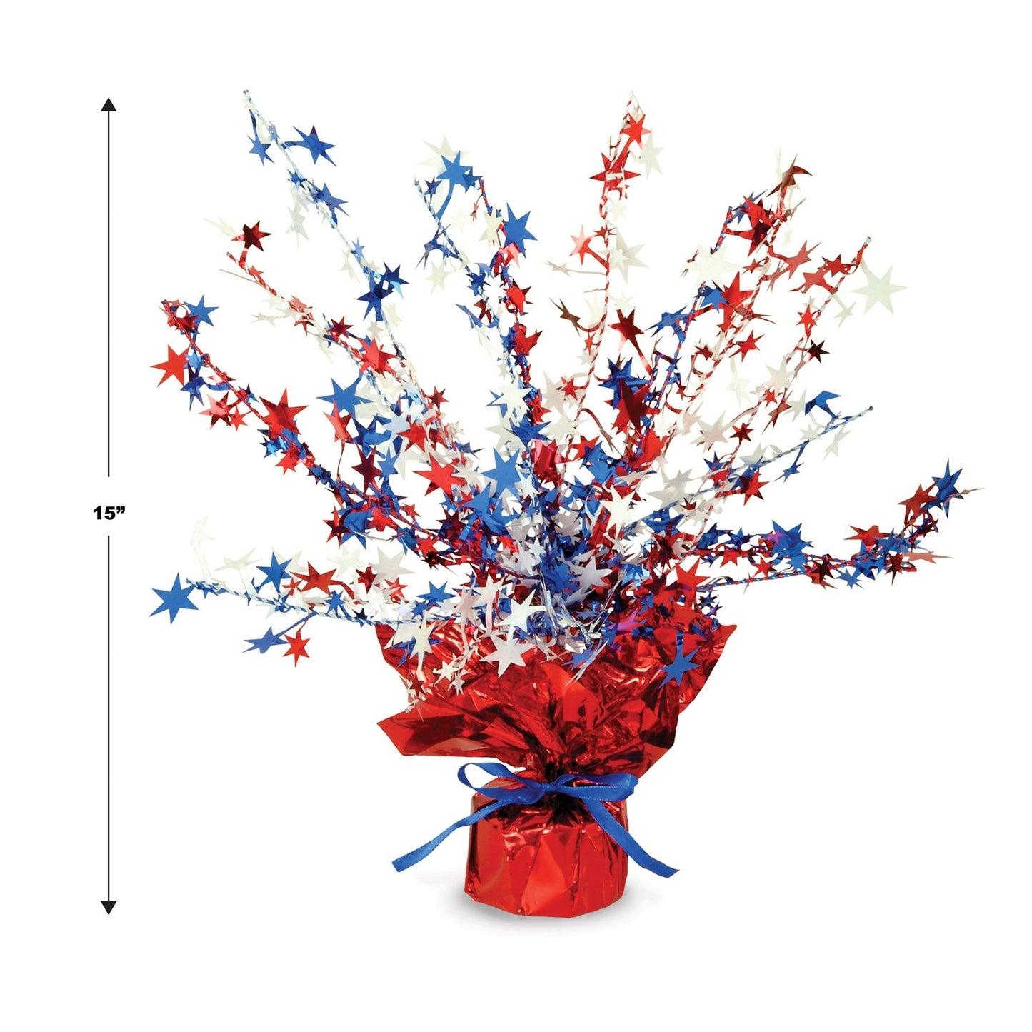 Patriotic Red White & Blue Gleam 'N Burst 15" Table Decoration